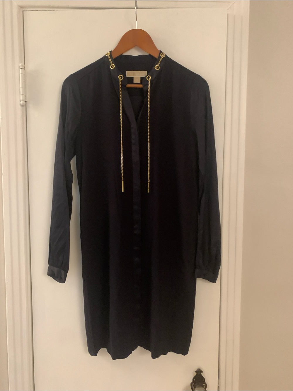 MICHEAL Micheal Kors Navy Midi Shirt Dress